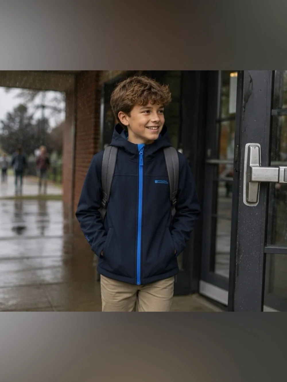 EEUC Mountain Warehouse Kids Navy Exodus Softshell Fleece Lined Hooded Jacket